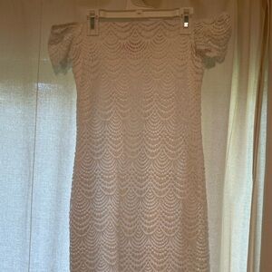 XXS Lilly Pulitzer white women’s off the shoulder dress, scallop lace